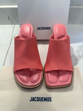 Jacquemus Pink Leather Slide Mules Sz 41